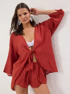 Trendyol V-Neck Top & Shorts