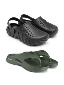 BERSACHE Men Pack of 2 Self Design Clogs