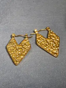 SUBHAGALANKAR Stainless Steel Gold-Plated Geometric Shaped Hoop Earrings