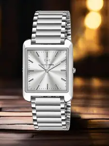 CHARLIEKEEN Men Brass Dial & Stainless Steel Straps Analogue Watch CC-GSQ010-SLV-CH