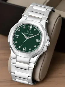 CHARLIEKEEN Men Brass Dial & Stainless Steel Straps Analogue Watch CC-GSQ020-GRN-CH