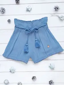 Purple United Kids Purple  Girls Mid Rise Loose Fit Regular Shorts