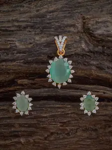 Kushal's Fashion Jewellery Gold-Plated Cubic Zirconia-Embellished Bridal Pendant Set