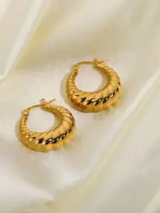 SUBHAGALANKAR Gold-Plated Stainless Steel  Contemporary Hoop Earrings