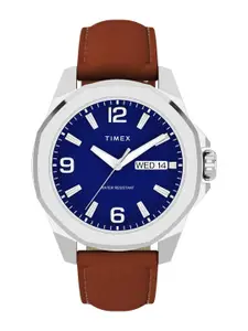 Timex Trend Men Brass Dial & Leather Straps Analogue Watch TW2W92800