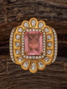 Kushal's Fashion Jewellery Embellished Bridal Victorian-Plated Kundan Stone  Finger Ring