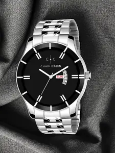 CHARLIEKEEN Men Brass Dial & Stainless Steel Straps Analogue Watch CC-GR013-BLK-CH