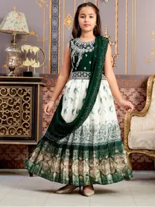 Sangria Girls Mirror Embroidered Lehenga Choli With Attached Dupatta