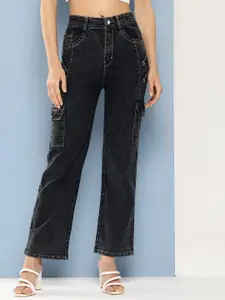 BAESD Women Comfort Relaxed Fit Clean Look Light Fade Cargo Styles Cotton Jeans