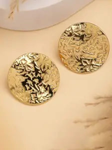 SUBHAGALANKAR Stainless Steel Gold-Plated Circular Shaped Studs Earrings
