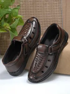 Provogue Men Leather Velcro Fisherman Sandals