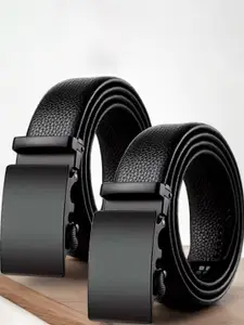 The Roadster Lifestyle Co. Men Pack Of 2 Textured Wide Belts