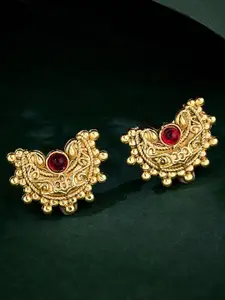 ATIBELLE Gold Plated Artificial Stones Studded Contemporary Studs