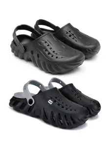 BERSACHE Men Pack of 2 Self Design Clogs