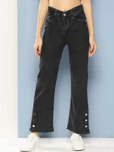 BAESD Women Embellished Comfort Relaxed Fit Stretchable Light Fade Denim Jeans