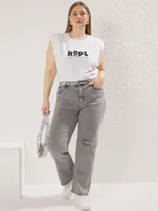 Trendyol Women Slash Knee Heavy Fade Jeans