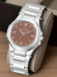 CHARLIEKEEN Men Brass Dial & Stainless Steel Straps Analogue Watch CC-GSQ00020-BROWN-CH