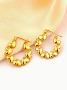 SUBHAGALANKAR Gold-Plated Stainless Steel Heart Shaped Hoop Earrings