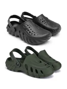 BERSACHE Men Pack Of 2 Self Design Clogs