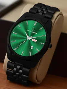 CHARLIEKEEN Men Brass Dial & Stainless Steel Straps Analogue Watch CC-GR010-FULL-GRN