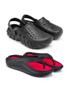 BERSACHE Men Pack of 2 Self Design Clogs