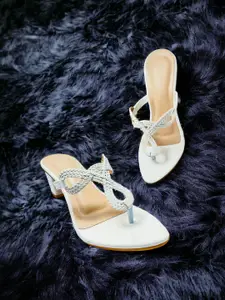 FABBMATE Embellished Party High-Top Open Toe Block Sandals