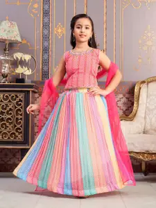 BAESD Girls Embellished Thread Work Ready to Wear Lehenga & Blouse With Dupatta