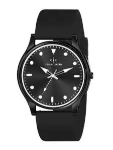 CHARLIEKEEN Men Brass Embellished Dial & Straps Analogue Watch CC-GR015-BLK-BLK