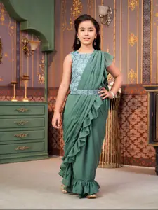 Sangria Girls Sequin Embroidered Lehenga Choli With Attached Dupatta