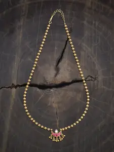 Kushal's Fashion Jewellery Gold-Plated Artificial Stones Studded Antique Necklace