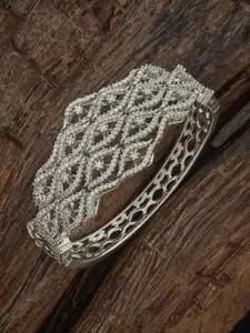Kushal's Fashion Jewellery Rhodium-Plated Zircon Studded Party Kada Bangle