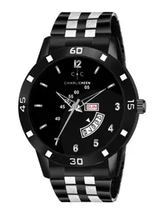 CHARLIEKEEN Men Brass Dial & Stainless Steel Straps Analogue Watch CC-GR004-BLK-CH