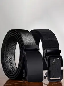The Roadster Lifestyle Co. Men Set Of 2 Textured Formal Belts