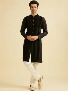 Manyavar Mandarin Collar Satin Straight Kurta
