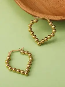 SUBHAGALANKAR Stainless Steel Gold-Plated Geometric Shaped Hoop Earrings