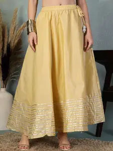 Clora Creation Women High Rise Gotta Patti Flared Maxi Skirt