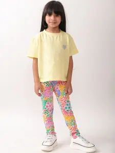 Anthrilo kids Girls Round Neck T-shirt Leggings Clothing Set