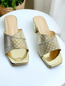 FABBMATE Women Pack of 2  Embellished Party Block Heels