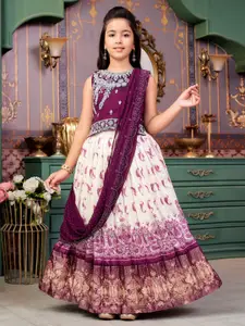 Sangria Girls Mirror Embroidered Lehenga Choli With Attached Dupatta