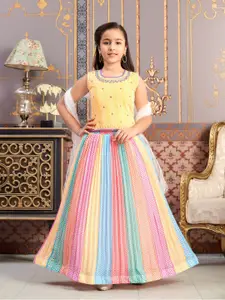 BAESD Girls Embellished Thread Work Ready to Wear Lehenga & Blouse With Dupatta