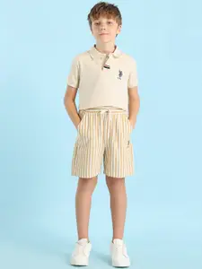 U.S. Polo Assn. Kids Boys Vertical Striped Regular Fit Pure Cotton Shorts