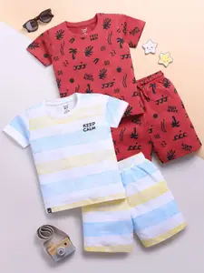 Toonyport Boys Pack of 2 Printed Pure Cotton T-shirt with Shorts