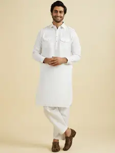 Manyavar Mandarin Collar Pathani Kurta With Pyjamas