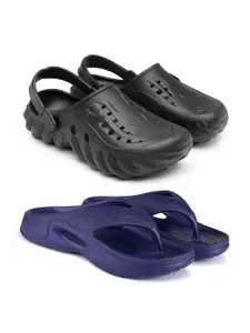 BERSACHE Men Pack Of 2 Self Design Clogs