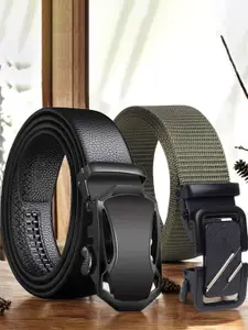 The Roadster Lifestyle Co. Set Of 2 Men Textured Formal Belts
