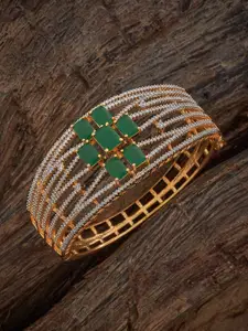 Kushal's Fashion Jewellery Gold-Plated Zircon Studded Party Kada Bangle