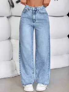 Aadvi Fashion Women Jean High-Rise Heavy Fade Stretchable Jeans - Baggy