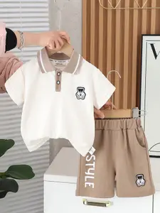 INCLUD Boys Printed Polo Collar T-shirt With Shorts