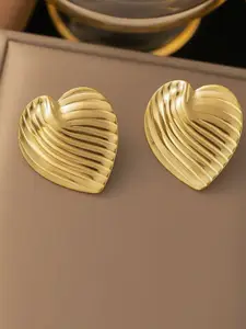 SUBHAGALANKAR Gold-Plated Stainless Steel Heart Shaped Studs