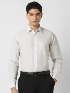 Van Heusen Men Spread Collar Floral Printed Linen Formal Shirt